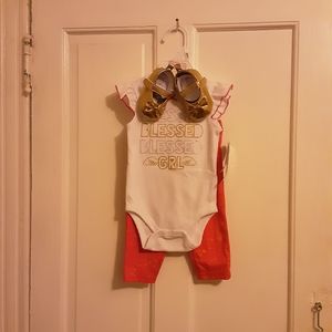 Pretty shirt, pants, shoes set baby girl